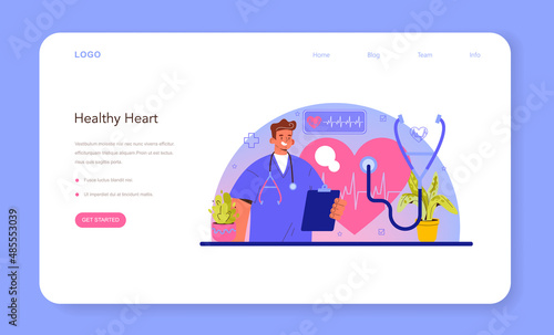 Cardiologist web banner or landing page. Idea of heart medical diagnostic
