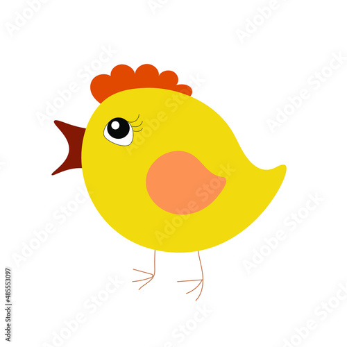 A cute yellow chick, a sweet little birdy cartoon, baby chicken character photo