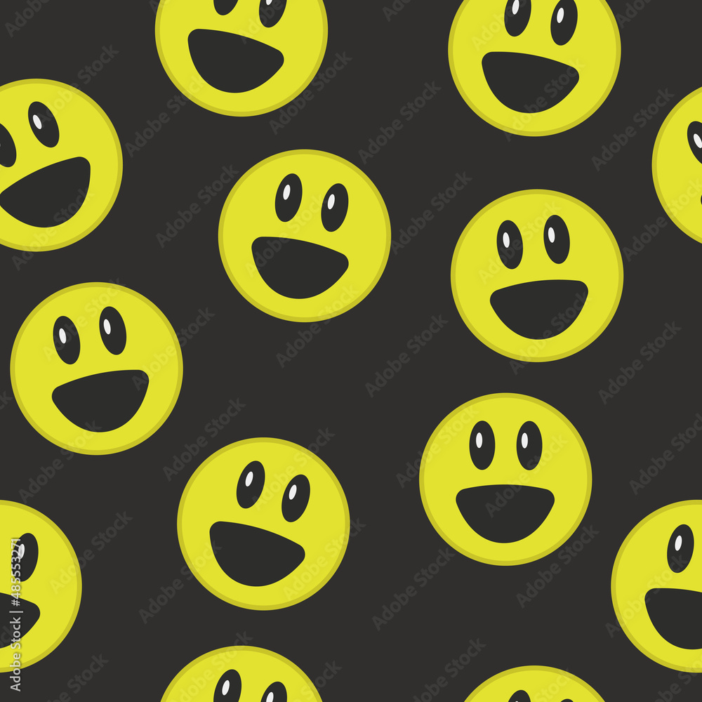 Fototapeta premium Yellow smiles vector pattern. Seamless smile pattern.