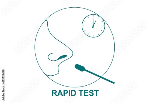 Nose test for Covid-19. Simple icon, linear style.Laboratory analysis of a nasal swab.Diagnosis or definition of an infectious disease.
Flat, round vector illustration.
