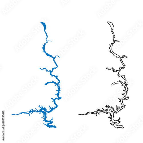 Lake Oahe. map. the largest reservoir in the USA photo