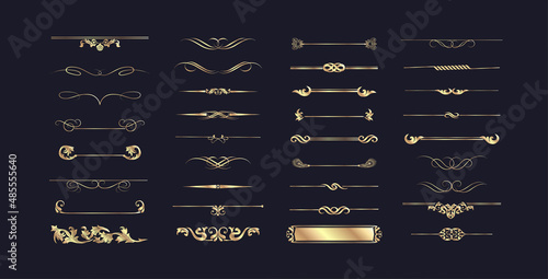 Ornamental borders and flourish corners, royal ornament swirls and vector vintage page dividers. Classical decoration elements illustration