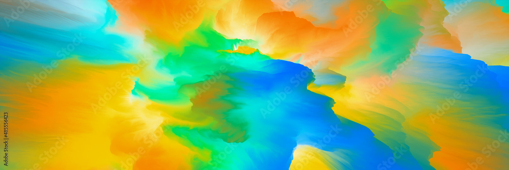 Magical world. Landscape of surreal clouds. Abstract fantasy background. 3d illustration