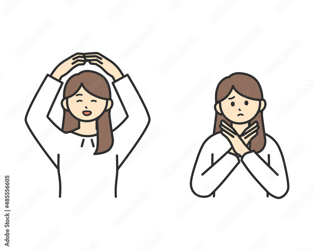 女性社員が腕でまるとばつを作っているイラスト素材 Stock Vector Adobe Stock