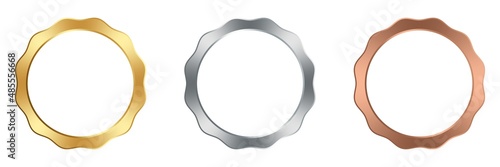 Gold Medaille, Silber Medaille und Bronze Medaille Rahmen Vektor Set auf einem weißen isolierten Hintergrund.