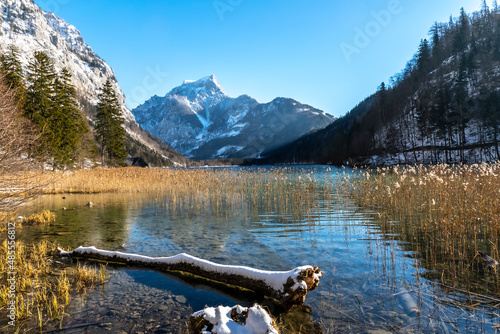 lake leopoldsteinersee in winter, Styria, Austria photo