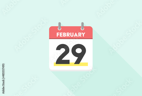 黄色でマークした2月29日・FEBRUARY 29th の日めくりカレンダーのアイコン - 月末・うるう年のイメージ素材
