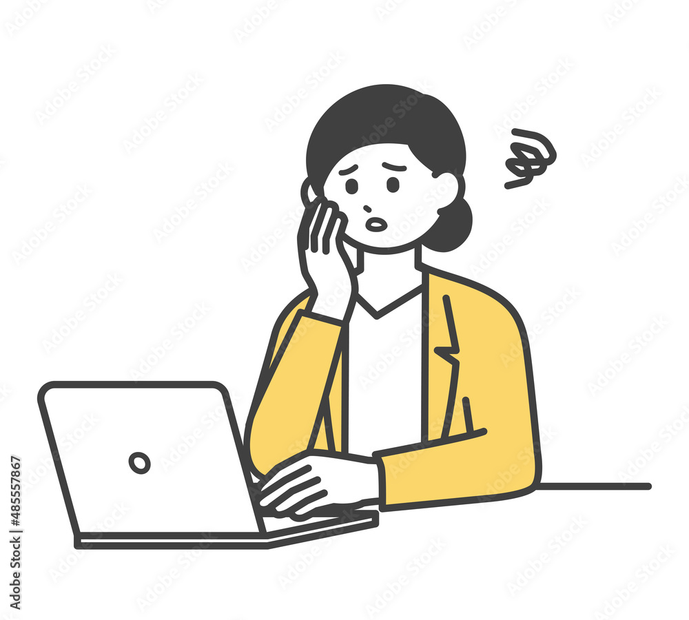 Fototapeta 女性社員がパソコンを操作するイラスト素材 Naklejamy Com