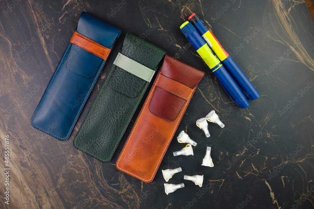 Leather insulin pen cases different colors for people with diabetes