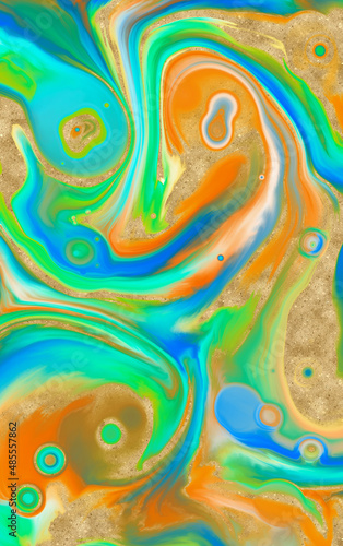 Abstract bacground. Multicolor Acrylic pour fluid art. 3d illustration