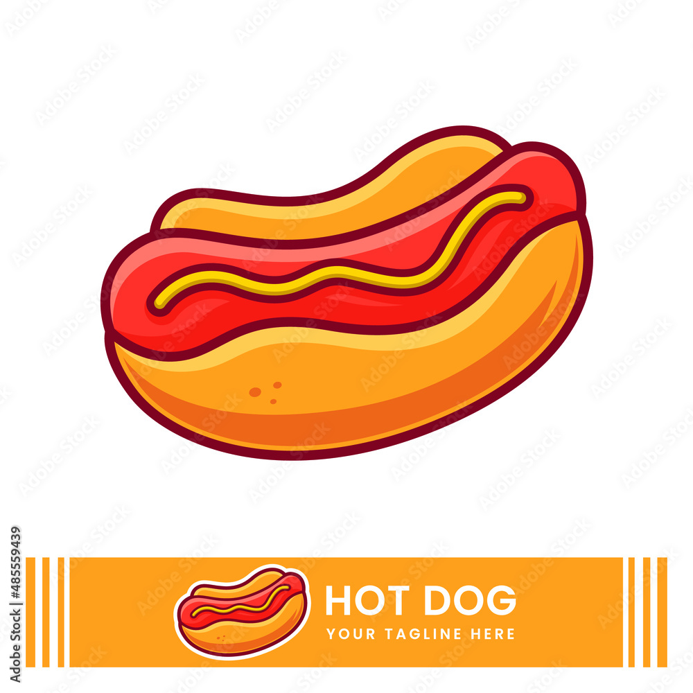 Fast food illustration, hotdog vector in retro style can be used for food products and billboards. Fast food illustration, hotdog vector in retro style can be used for food products and billboards.