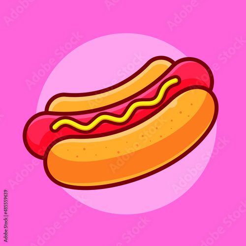 Fast food illustration, hotdog vector in retro style can be used for food products and billboards.