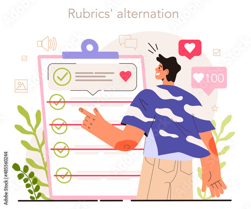 Rubrics' alternation. Social media content manager guidance. How create