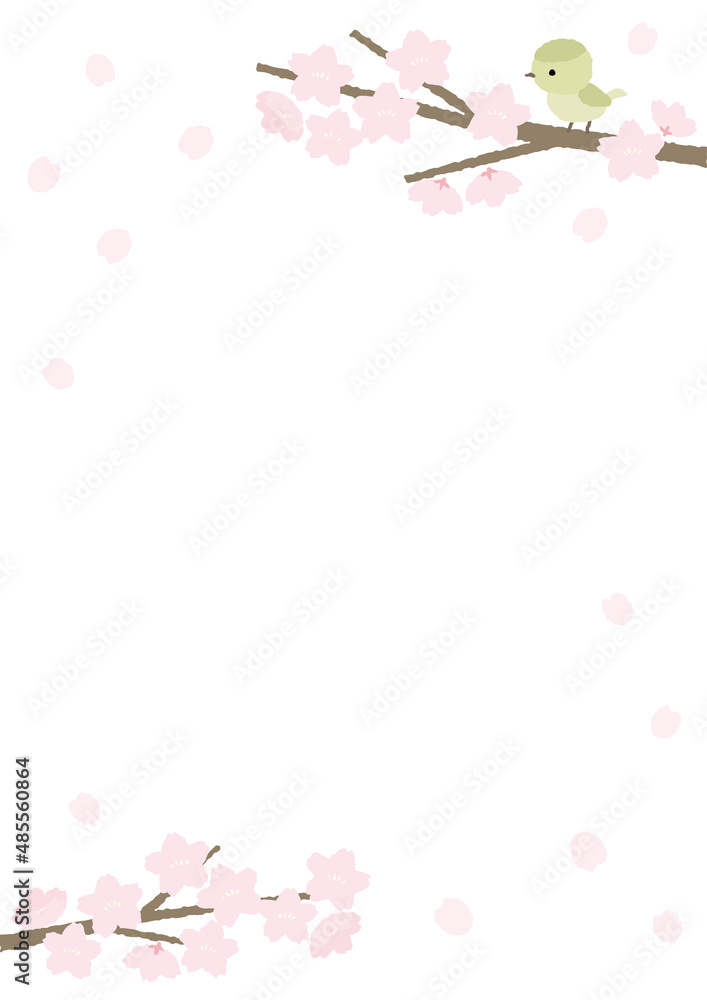 鶯と桜のイラスト背景