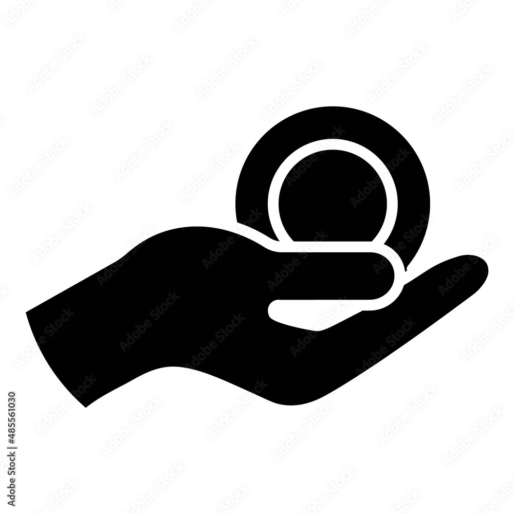 Coins On Palm Flat Icon Isolated On White Background Coins On Palm Flat Icon Isolated On White Background