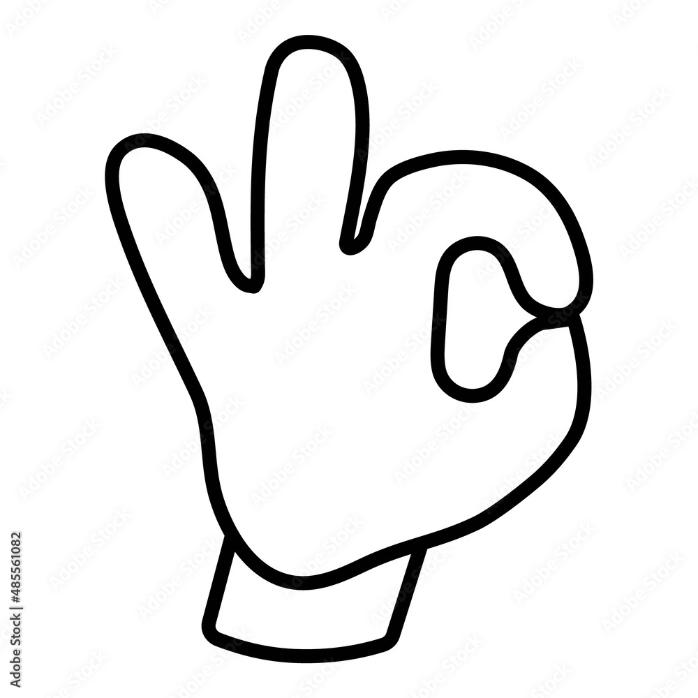 Ok Cartoon Hand Gesture Flat Icon Isolated On White Background Ok Cartoon Hand Gesture Flat Icon Isolated On White Background