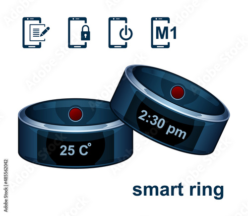 smart ring realistic isolated white background