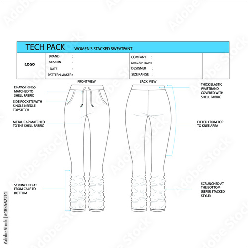 WOMENS SWEATPANTS TECH PACK TEMPLATE 