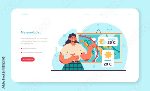 Meteorologist web banner or landing page. Weather forecaster