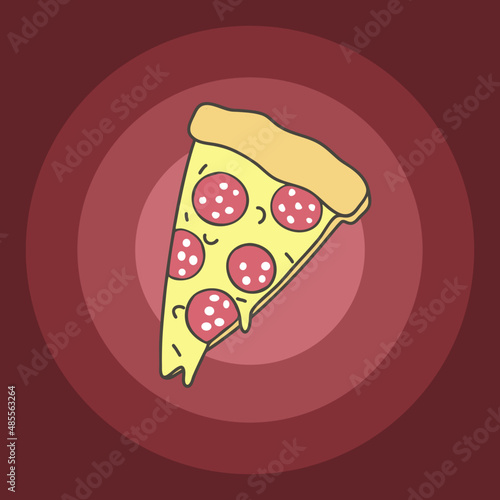 Obraz na płótnie Slice of pepperoni pizza inside circles w salonie
