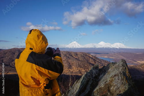 The guy takes pictures of volcanoes in Kamchatka