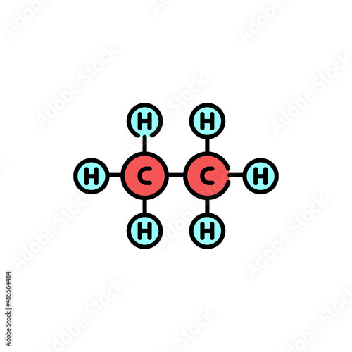 Ethane formule color line icon. Pictogram for web page
