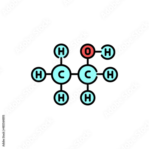 Ethanol formule color line icon. Pictogram for web page