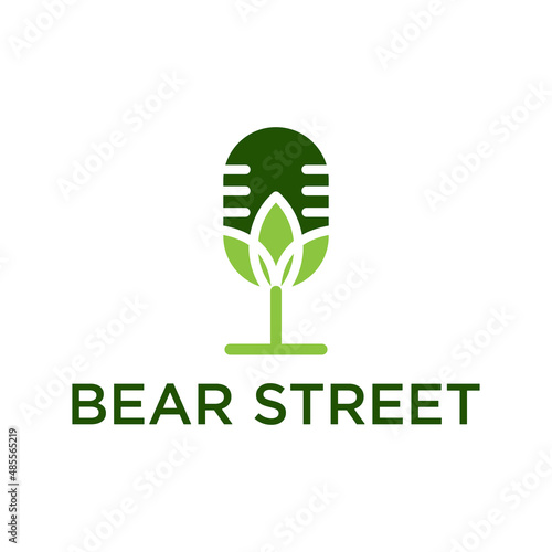 Nature podcast with leaf logo design template