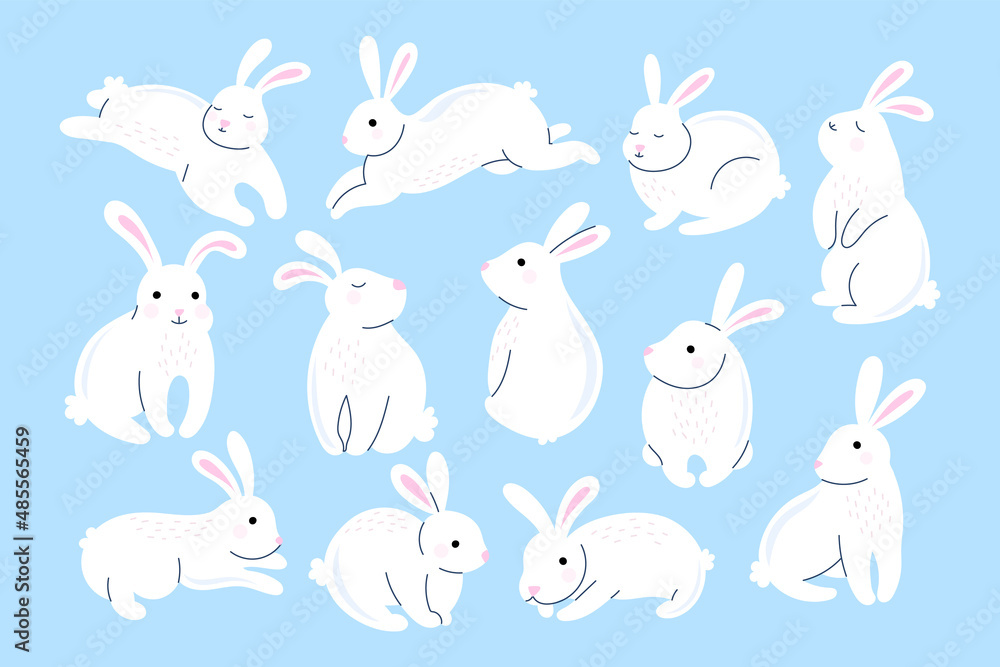 Vector bunny, line hand drawn cute bunny. Rabbit doodle illustration Vector bunny, line hand drawn cute bunny. Rabbit doodle illustration