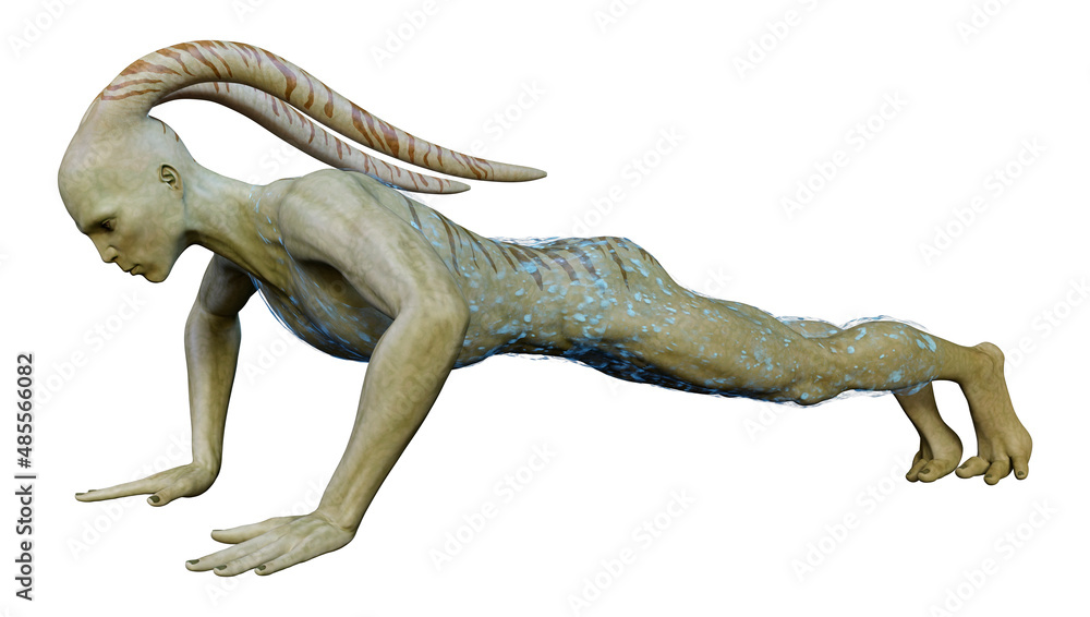 Fototapeta premium 3D Rendering Green Alien on White