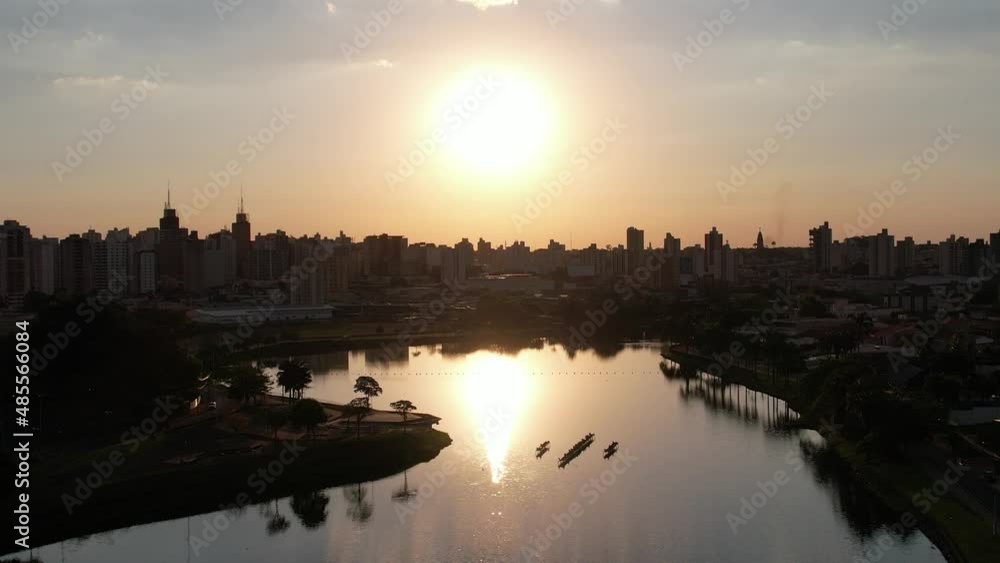 Sunset aerial landscape of countryside city of Sao Jose do Rio Preto at Sao Paulo state Brazil. Travel destination. Tropical scenery. Countryside metropolis landscape. Sunset aerial landscape of countryside city of Sao Jose do Rio Preto at Sao Paulo state Brazil. Travel destination. Tropical scenery. Countryside metropolis landscape.