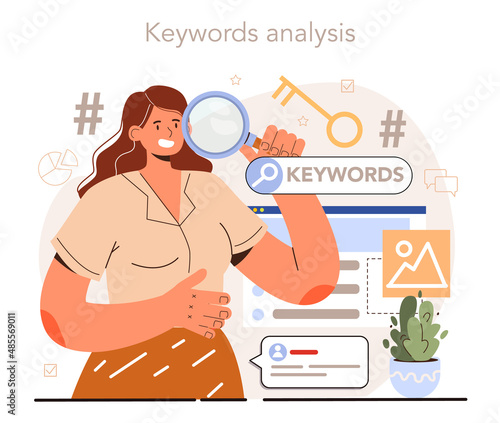 Blog SEO optimization, keywords analysis. Idea of search engine optimization