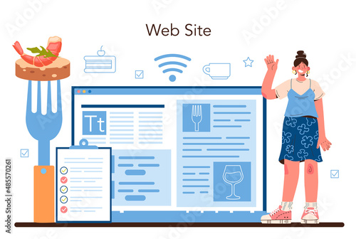 Food critic online service or platform. Professional writer making review