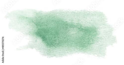 Hand painted watercolor liquid stain isolated on white. Green.