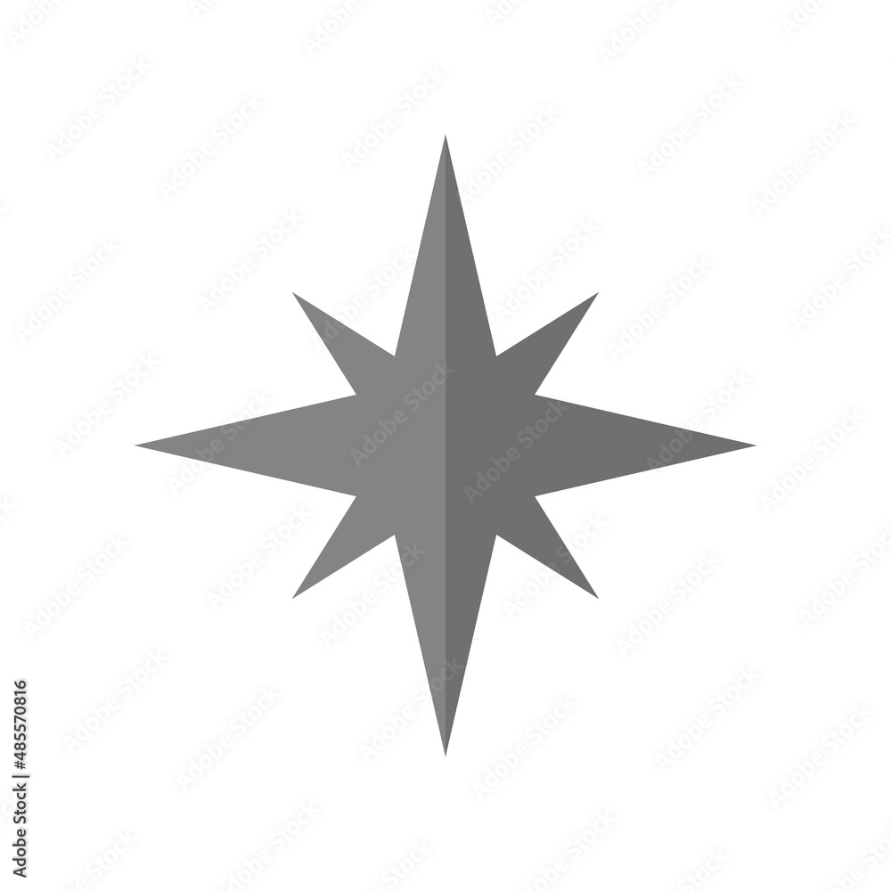 Fototapeta premium Compass grey flat vector icon