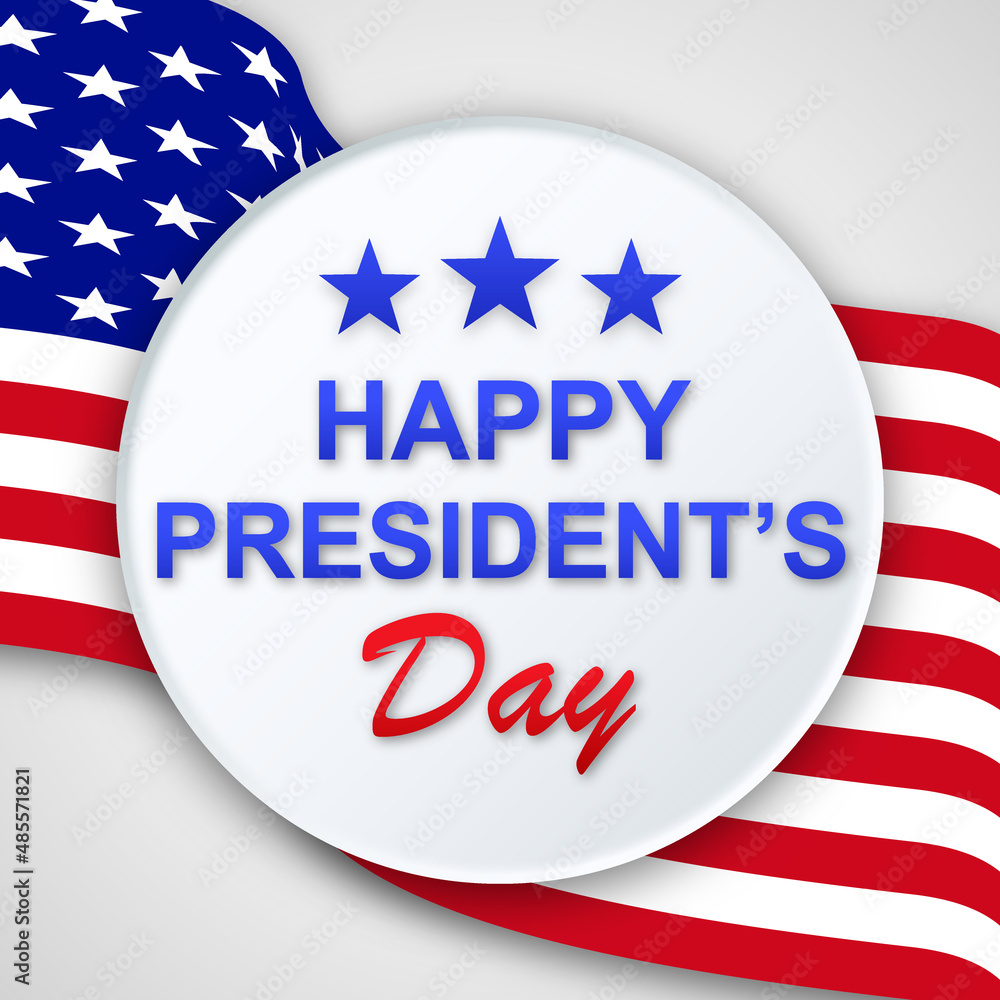 happy president's day in white circle frame with american flag template