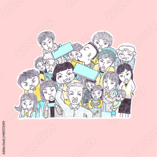 Illustration of people complaining on the pink background, Complain, Complaining, Illustration, Signboard, Sign, Blank, Angry people