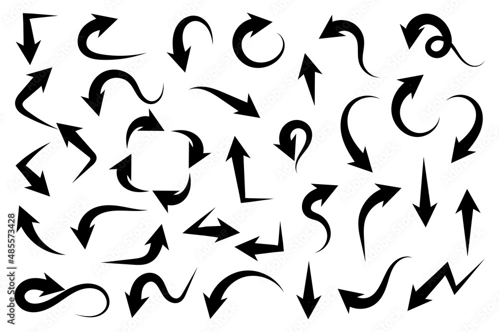 Hand drawn arrow doodle vector. Different arrows pointing set. Design for business plan, education and infographic. Hand drawn arrow doodle vector. Different arrows pointing set. Design for business plan, education and infographic.