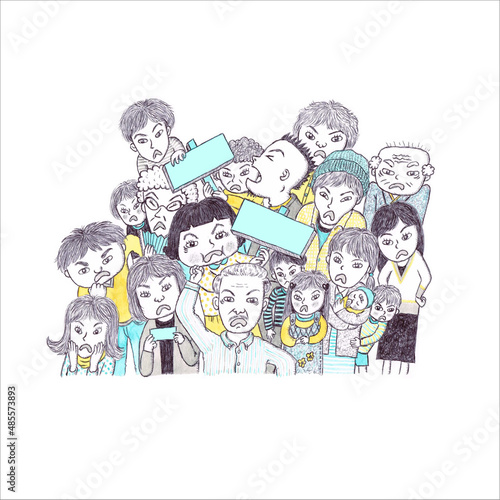 Illustration of people complaining on the white background, Complain, Complaining, Illustration, Signboard, Sign, Blank, Angry people