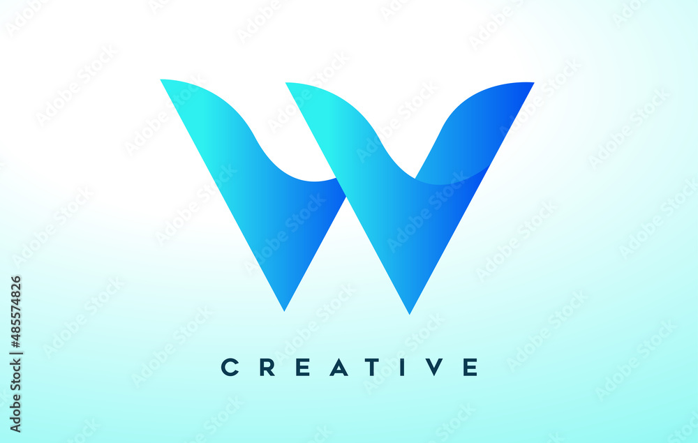 Blue W Letter Logo Design with Stylized Look and Modern Design for Business Company Logo Blue W Letter Logo Design with Stylized Look and Modern Design for Business Company Logo