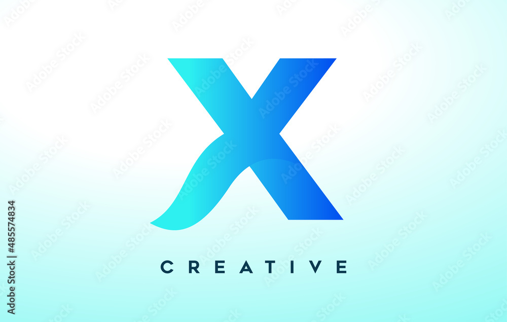 Fototapeta premium Blue X Letter Logo Design with Stylized Look and Modern Design for Business Company Logo