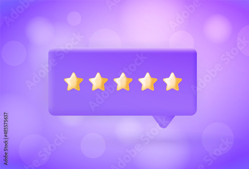 Giving Five Star Feedback CSAT, Consumer review concept. Customer Satisfaction Rating 3d illustration. Reviews stars, Net Promoter Score, Customer Effort Score and recommendations vector illustration