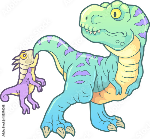 cartoon cute prehistoric dinosaur, funny illustration © fargon