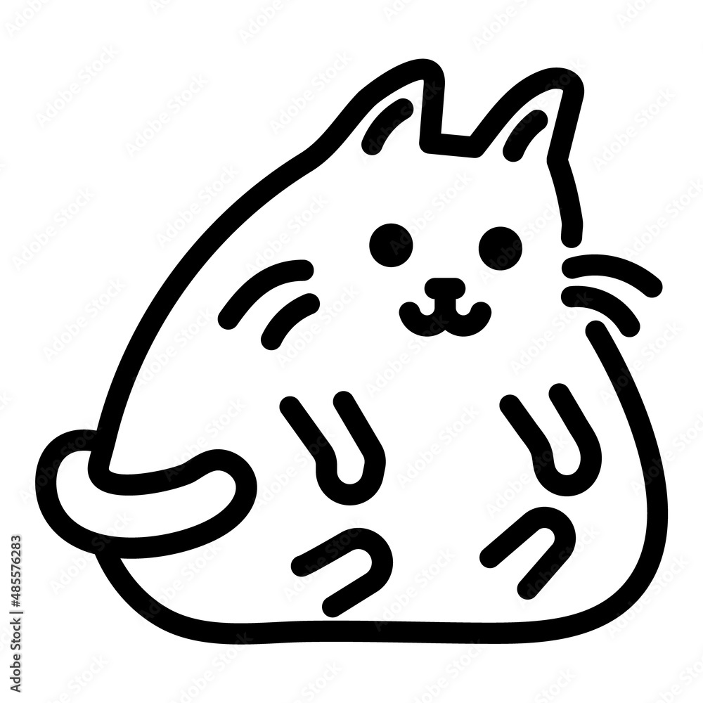 Fat Cartoon Cat Flat Icon Isolated On White Background Fat Cartoon Cat Flat Icon Isolated On White Background
