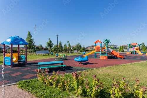 Children's playground in the summer park