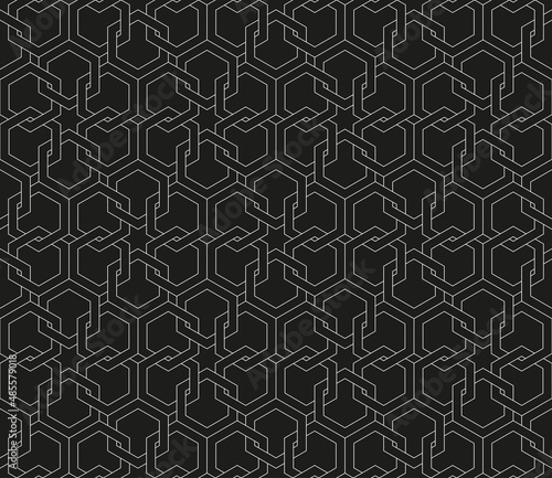 Black and white seamless geometric pattern in islamic style photo