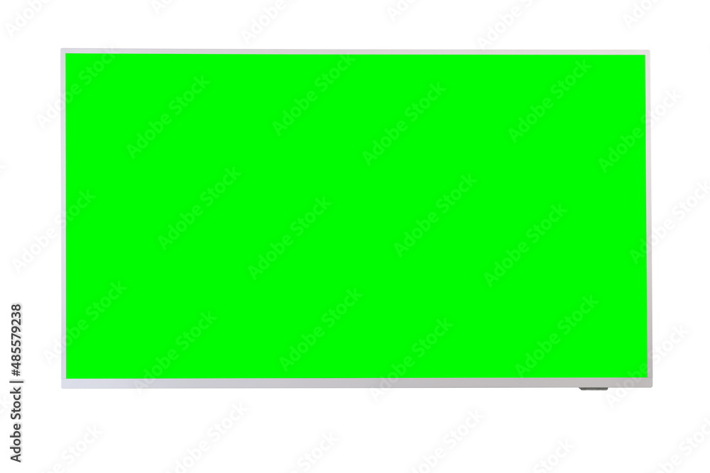 Large green screen LED TV on a white background. Large green screen LED TV on a white background.
