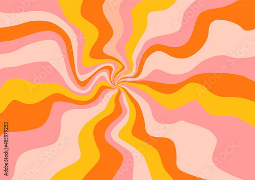 Retro waves Groovy poster background 70 hippie style.