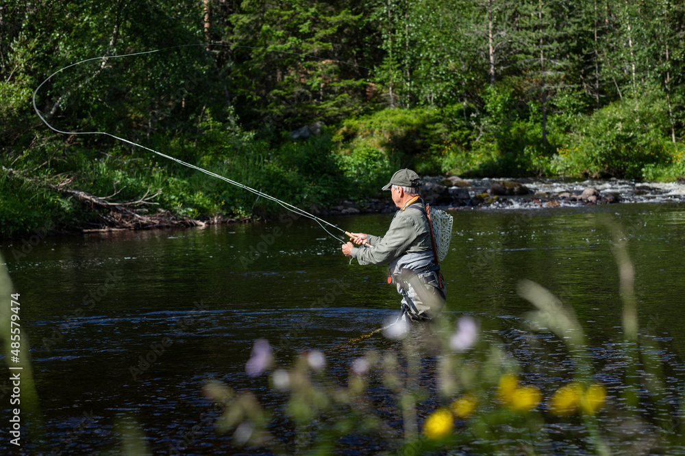 Man fishing in river Man fishing in river