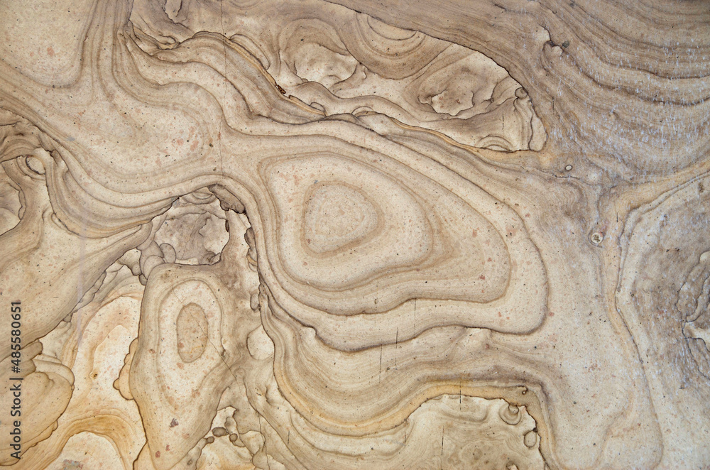 Relief polished sandstone with abstract ovals close Relief polished sandstone with abstract ovals close